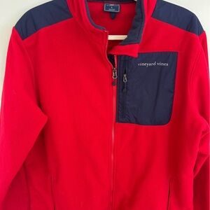 Vineyard Vines Men’s Red and Blue Fleece Jacket